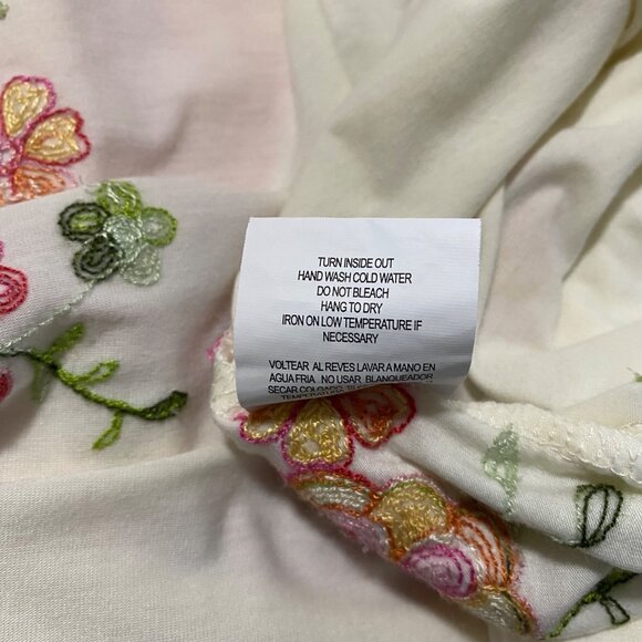 Figueroa & Flower Shirt Dress L Floral Embroidered Boho Resort Cottagecore Flowy - Picture 5 of 9